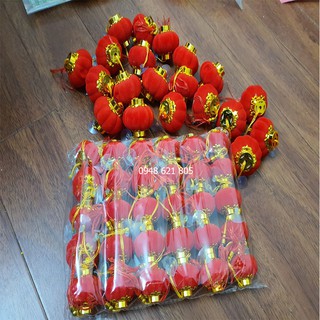 Set 20 quả Đèn lồng nhung đỏ trang trí ngày tết, treo cành đào cành mai, treo cửa kính size 5cm