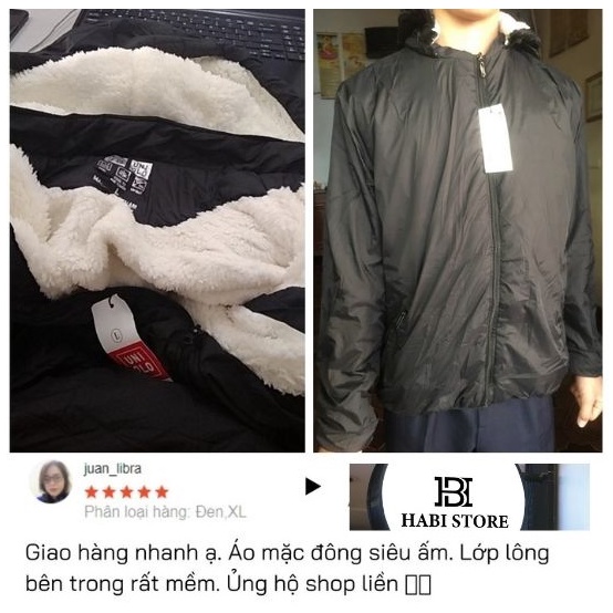 Áo khoác gió lót lông cừu toàn bộ unisex, chất vải dù trượt nước, mẫu mới phong cách HABI STORE