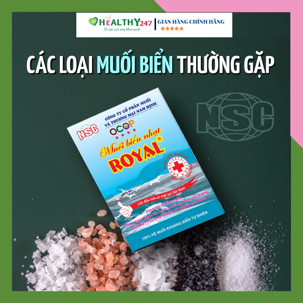 Combo 2 hộp Muối biển nhạt Royal muối Nam Định tốt cho sức khỏe người tiểu đường nên dùng Healthy247