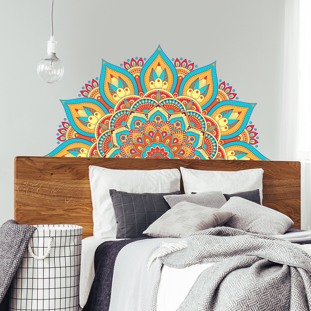 Miếng Dán Tường Bằng PVC Họa Tiết Hoa Mandala Nhiều Màu Sắc Kích Thước Lớn Có Thể Tháo Rời Trang Trí Phòng Cho Bé