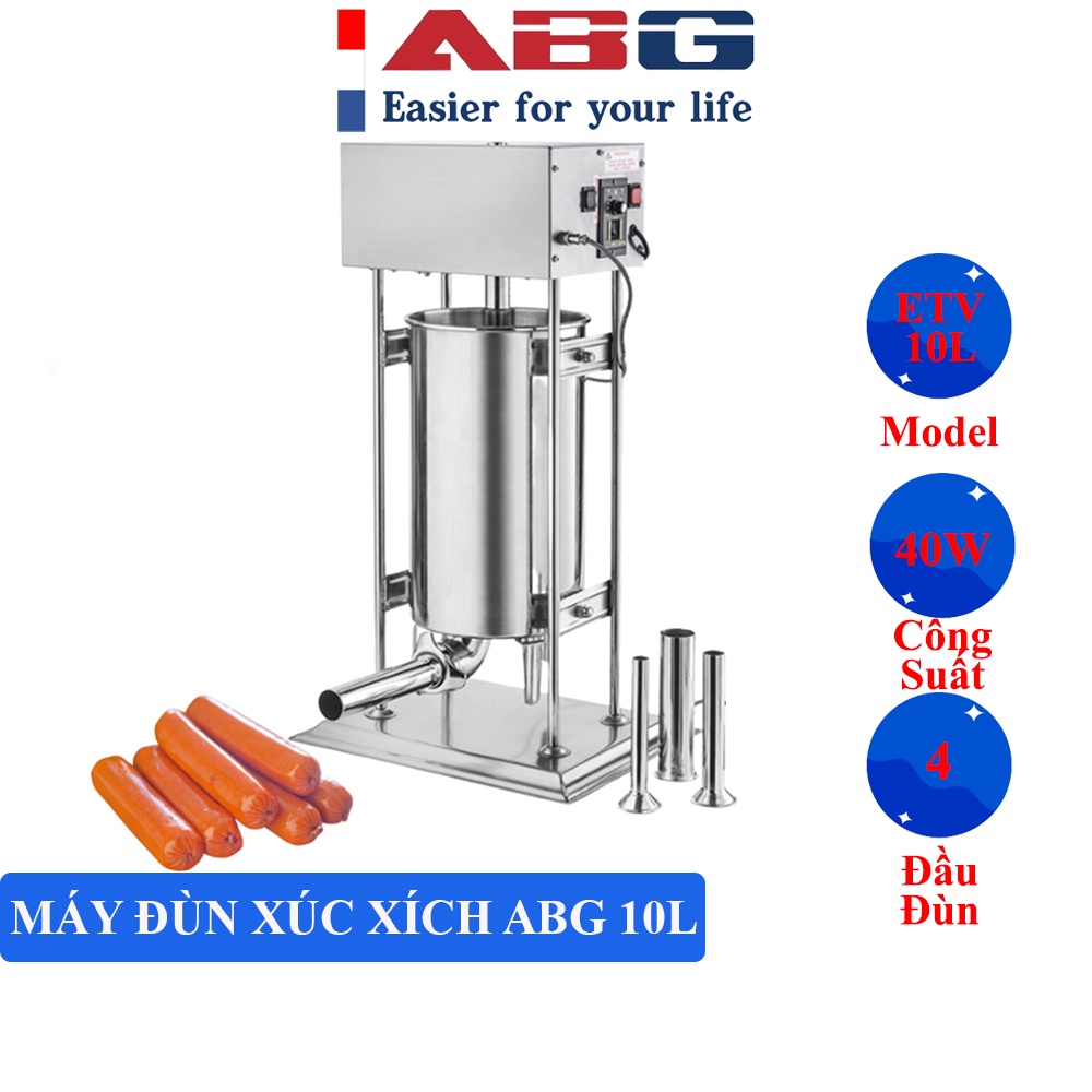 Máy Đùn Xúc Xích Điện ABG Loại 10L Tự Động Chuyên Dụng Dành Cho Nhà Hàng, Quán Ăn Chế Biến Xúc Xích, Lạp Xưởng