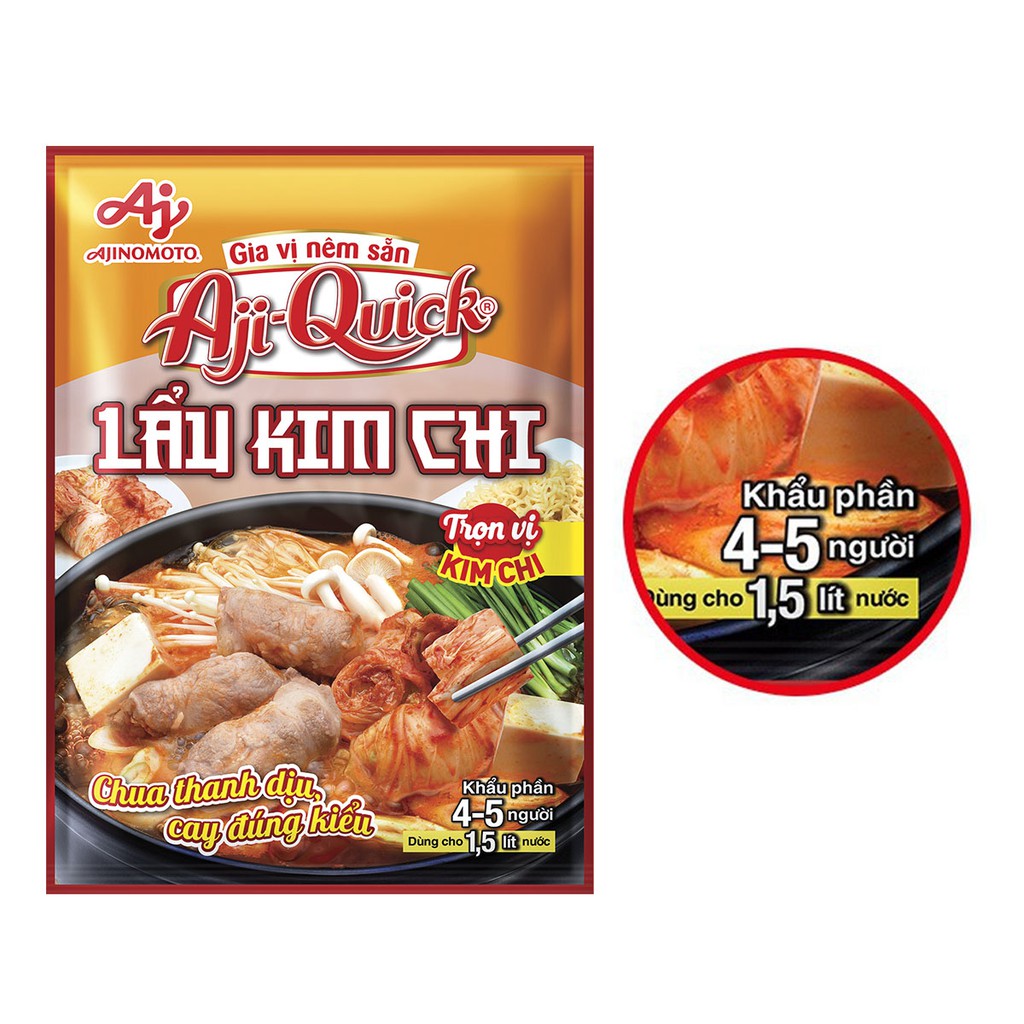 Lốc 6 gói gia vị Aji-Quick Lẩu Kim Chi (44g x 6 Gói)