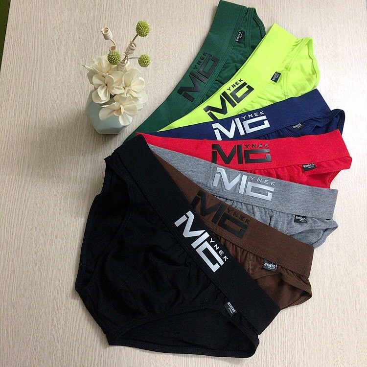 QUẦN SỊP NAM Dạng Tam Giác COTTON Cao Cấp MYNEKO Logo MC Màu Xanh Rêu Sang Trọng