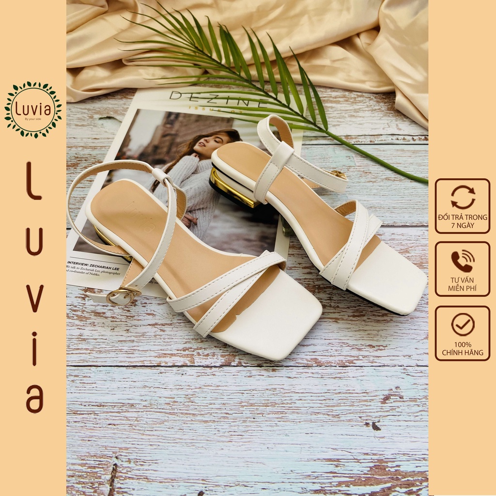 Sandal nữ cao gót đế vuông 2 phân Luvia 15SD