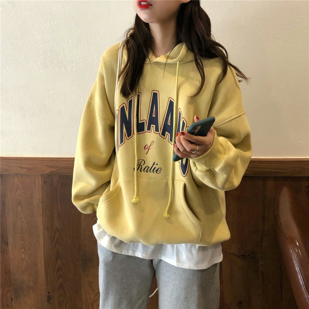 SUXI Áo Hoodie Dáng Rộng Thời Trang Mùa Thu Hàn Quốc Dành Cho Nữ