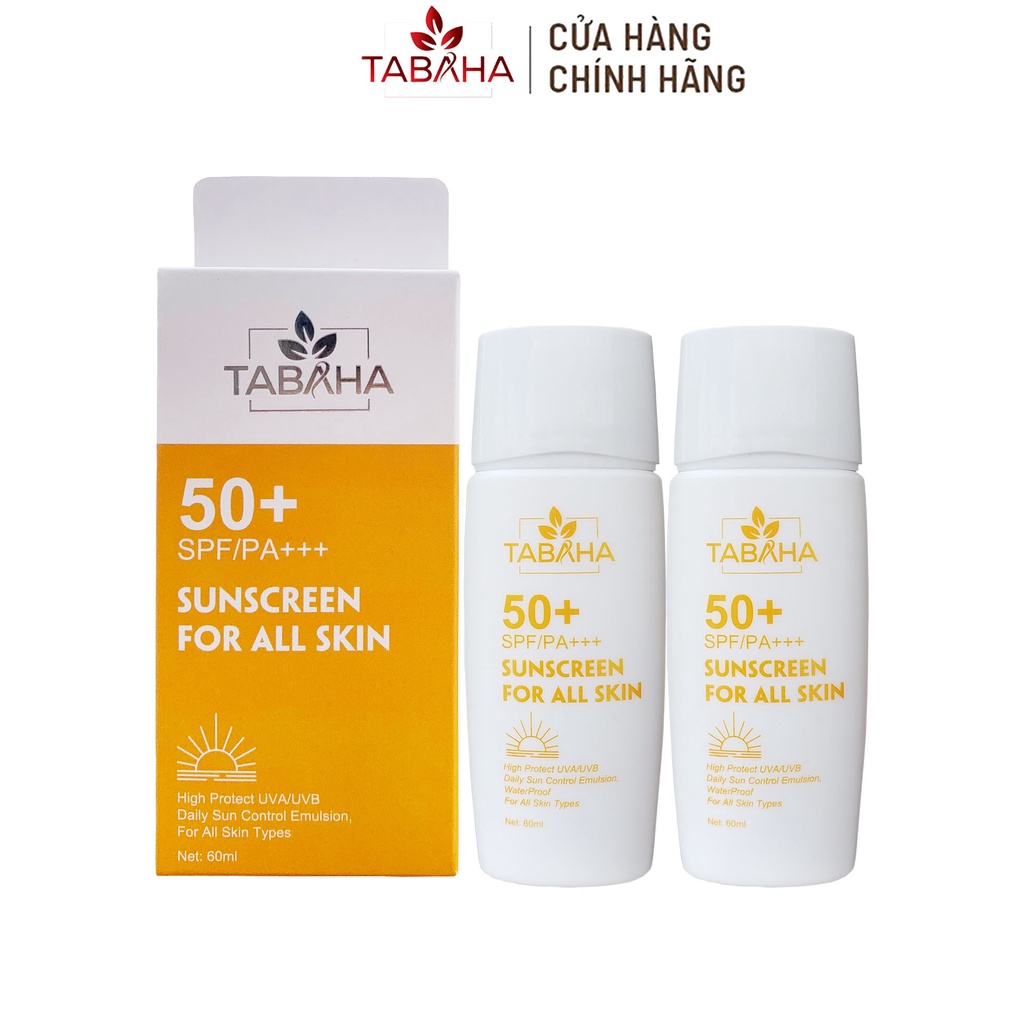 Combo 2 Tuýp Kem Chống Nắng TABAHA 60ml Nâng Tone Da FPS50+ PA+++