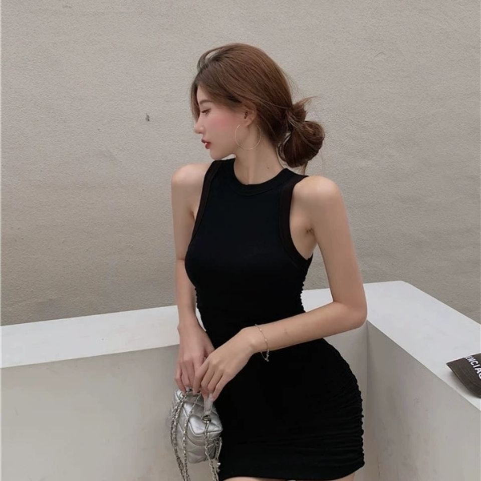COZOK Đầm Không Tay Xếp Ly Thanh Lịch Quyến Rũ Cho Nữ