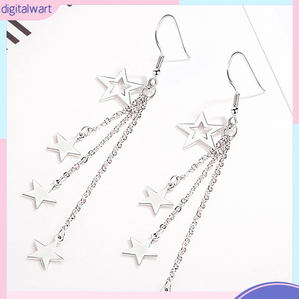 Đôi Khuyên Tai Dài Hình Ngôi Sao Lấp Lánh Thời Trang Cho Nữ