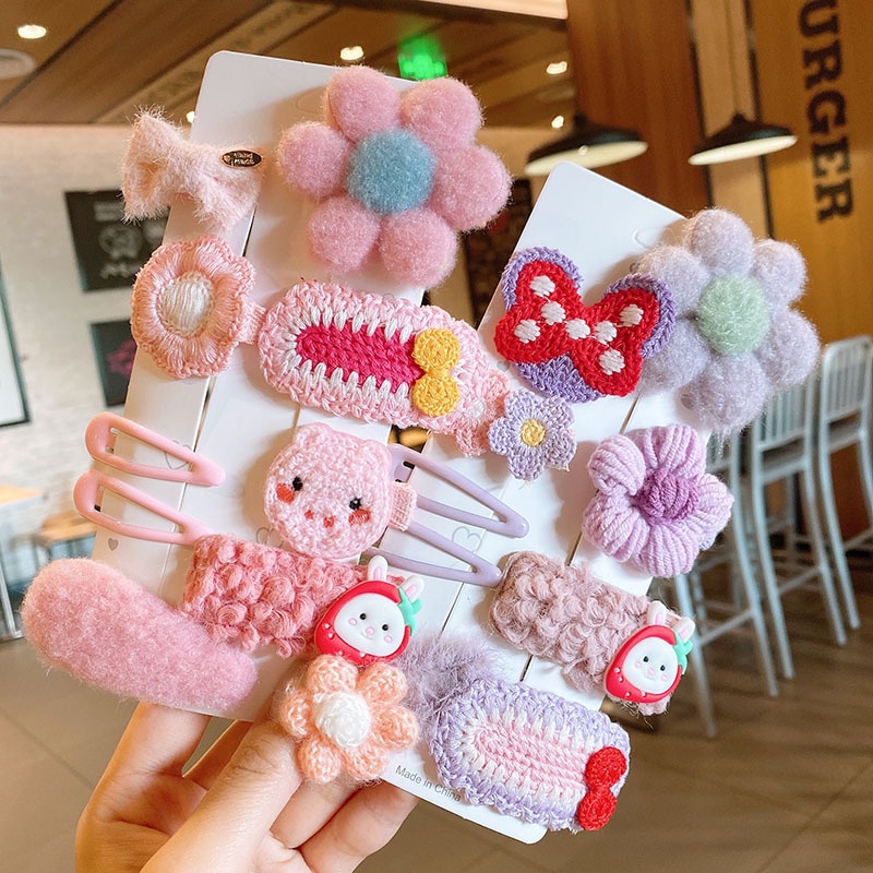 Set 8 Kẹp Tóc Hoạt Hình Xinh Xắn Dành Cho Bé Gái