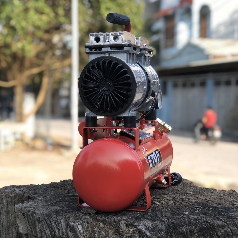 Máy nén khí không dầu 9l,máy bơm hơi etop chuẩn lõi đồng tự nạp ngắt không ồn