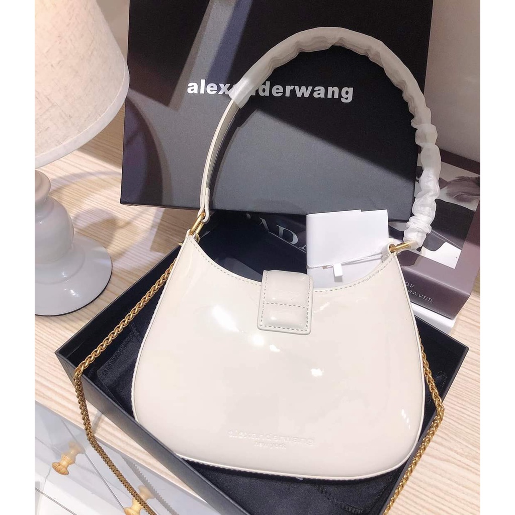Túi xách Wang da bóng Túi Wang kẹp nách W da lì full box size 21 - ZENI.STORE