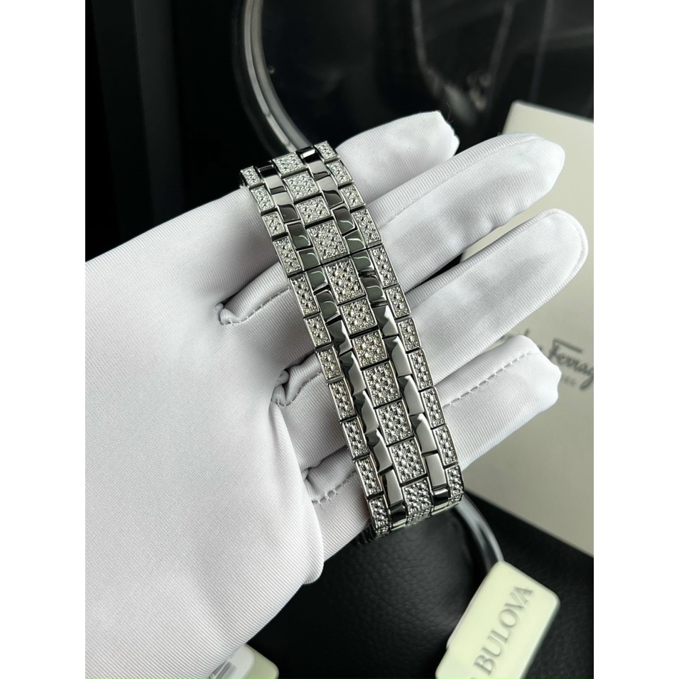 Đồng hồ nam Bulova 96c002 40mm máy Quartz chính hãng, full đá, mã vạch check code, tag giá đầy đủ