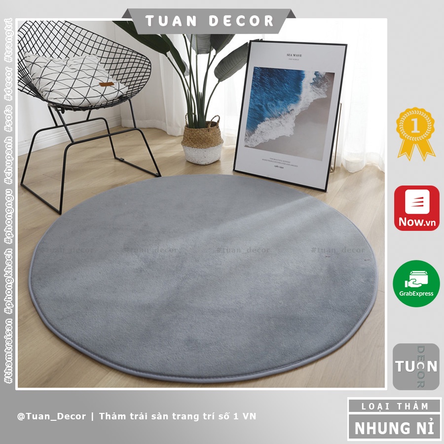 Thảm tròn trải sàn trang trí phòng khách Nhung Nỉ cao cấp size 80cm | 1m giá rẻ