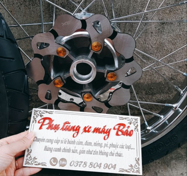 Bánh căm EXCITER 150 căm đùm mạ crom full vỏ ruột BLAZETECH 70/80 kèm đĩa và ốc titan trước sau gắn như zin