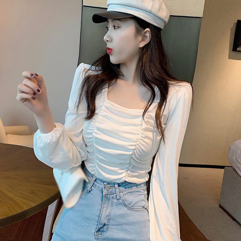 Áo Nữ Tay Dài Cổ Vuông Thời Trang Quyến Rũ