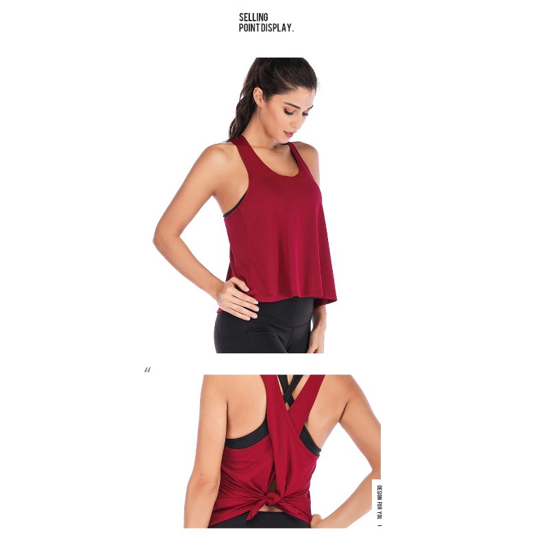 Áo thun thể thao Hoppe Fumeng JK107 phối dây đan chéo lưng thời trang quyến rũ cho nữ