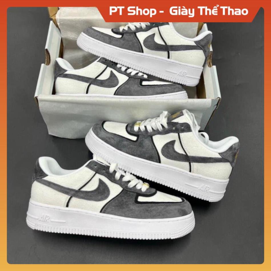 [Free Ship - Hàng Xịn] Giày Thể Thao Af1 xám lông chuột full Box, Giày AF1 vải xám trắng