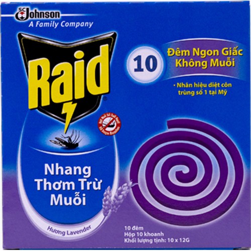 nhang muỗi Raid hương Lavender hộp 10 khoanh hsd 2021