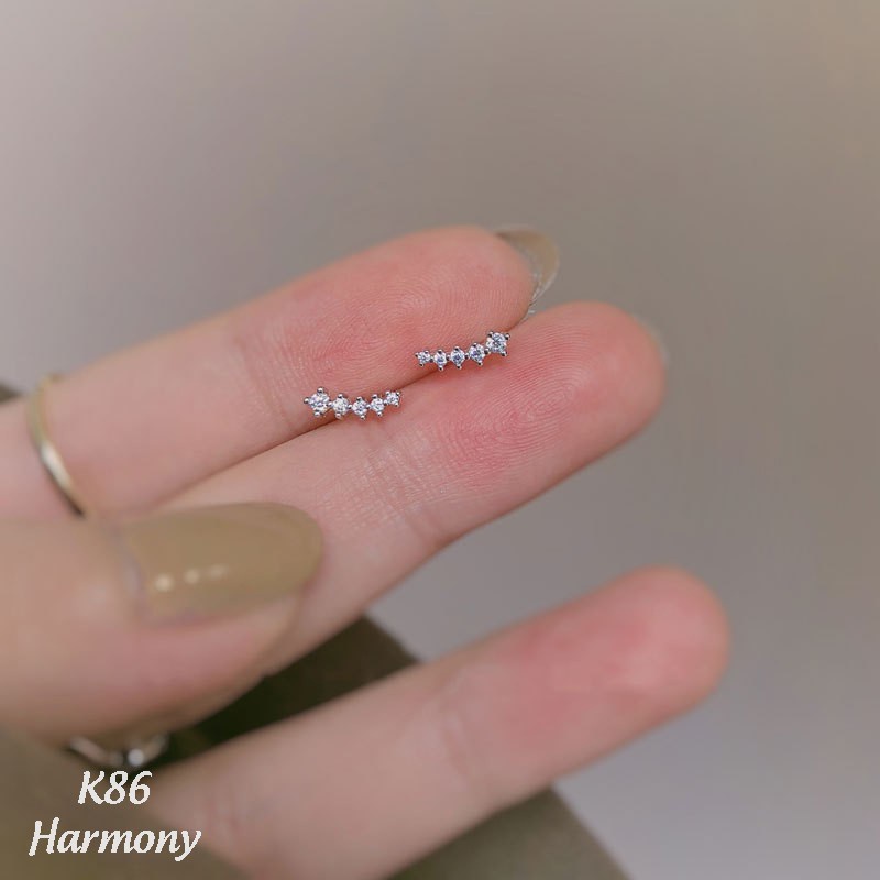 Khuyên tai nữ bạc mặt sao băng đính đá mạ vàng 14k điệu đà, xinh xắn | HARMONY ACCESSORIES K86