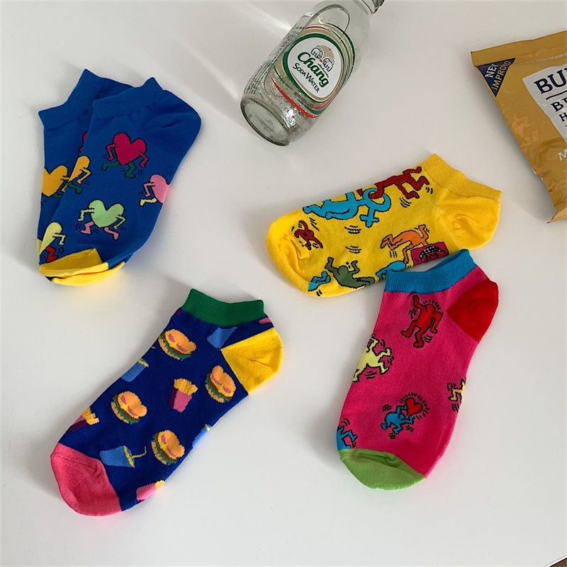 Bộ 4 Đôi Vớ cotton Thoáng Khí In Hoạt Hình Dễ Thương Cho Nữ