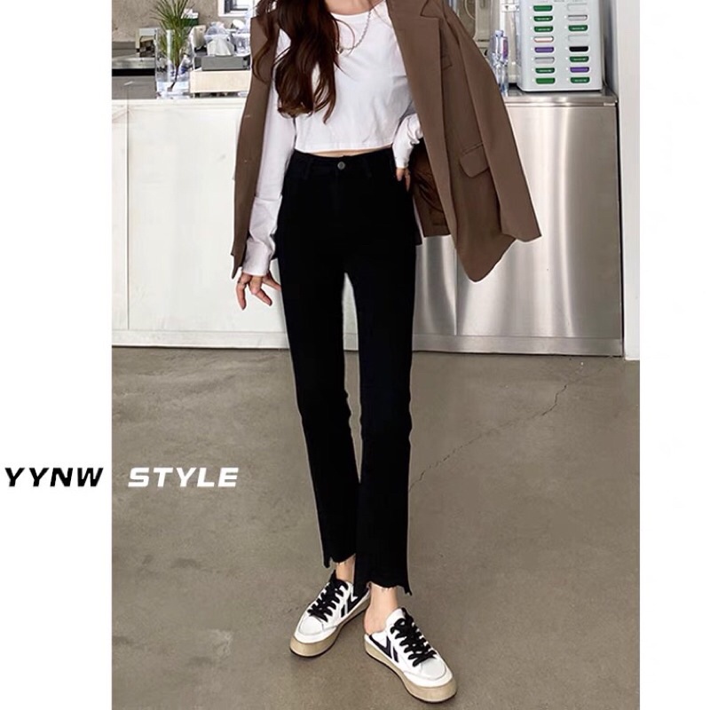 Quần bò jean nữ ống loe đứng rộng suông co giãn jeans cạp cao cao cấp Hottrend 2023 | BigBuy360 - bigbuy360.vn