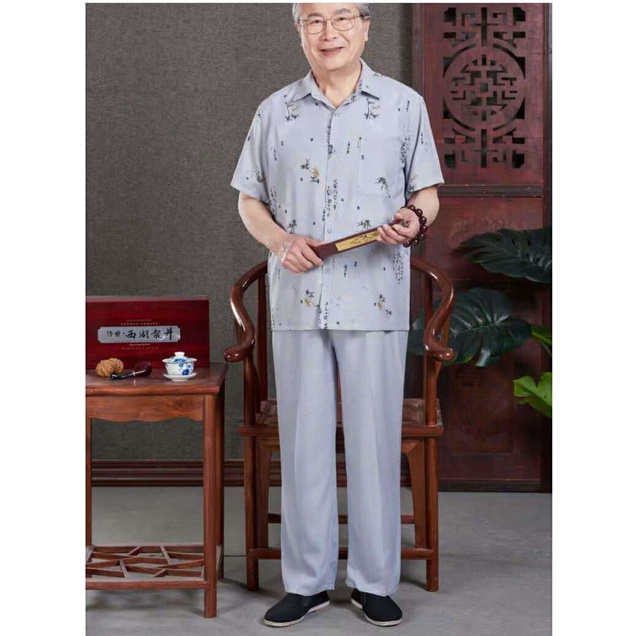 Bộ quần áo đũi trung niên cho ông, cho bố / Bộ đồ chất đũi cho bố trung niên