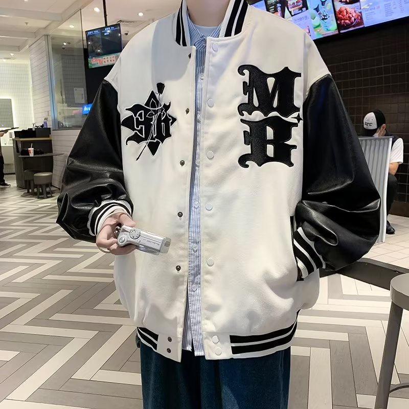 Áo Khoác Bóng Chày Thiết Kế Đơn Giản áo khoác bomber Thời Trang áo khoác bomber nỉ nam Phong Cách Hàn Quốc áo dài tay varsity jacket