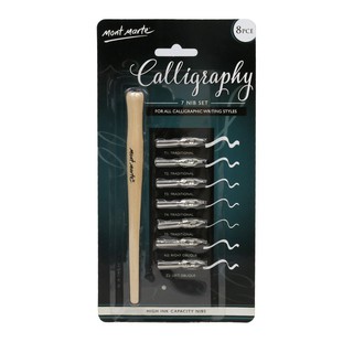 Bút calligraphy Mont Marte set gồm 1 thân bút tặng kèm 7 ngòi chuyên viết chữ nghệ thuật, vẽ thiệp