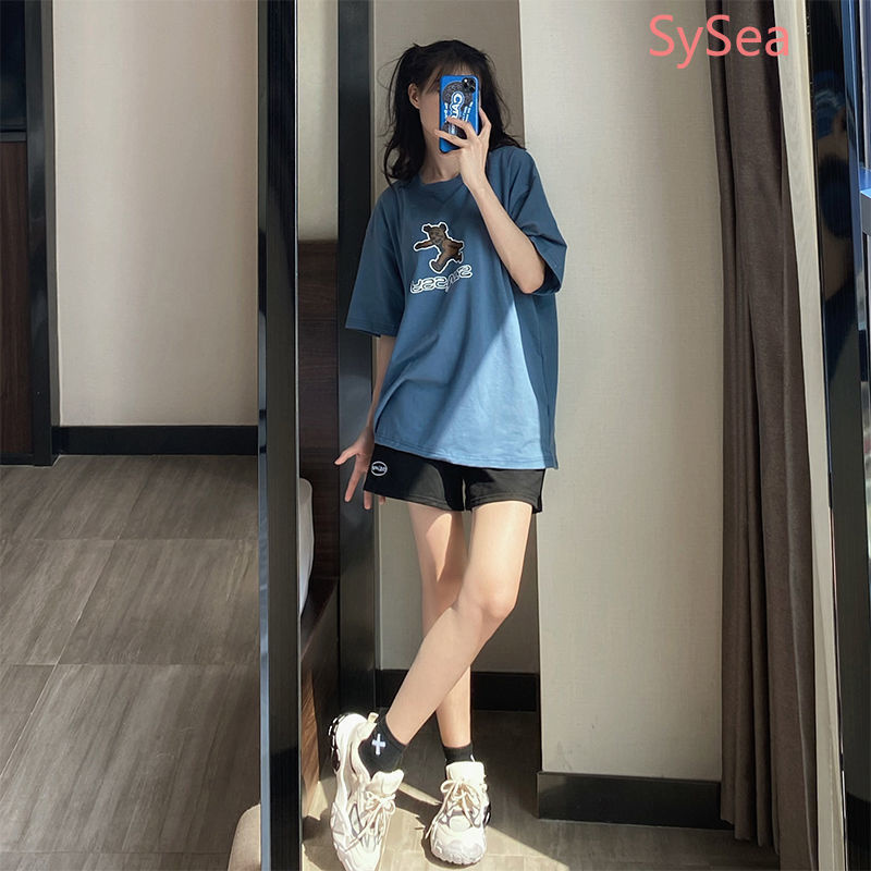 Set Áo Thun Tay Ngắn Dáng Rộng + Quần Short Năng Động Thời Trang Mùa Hè Cho Nữ