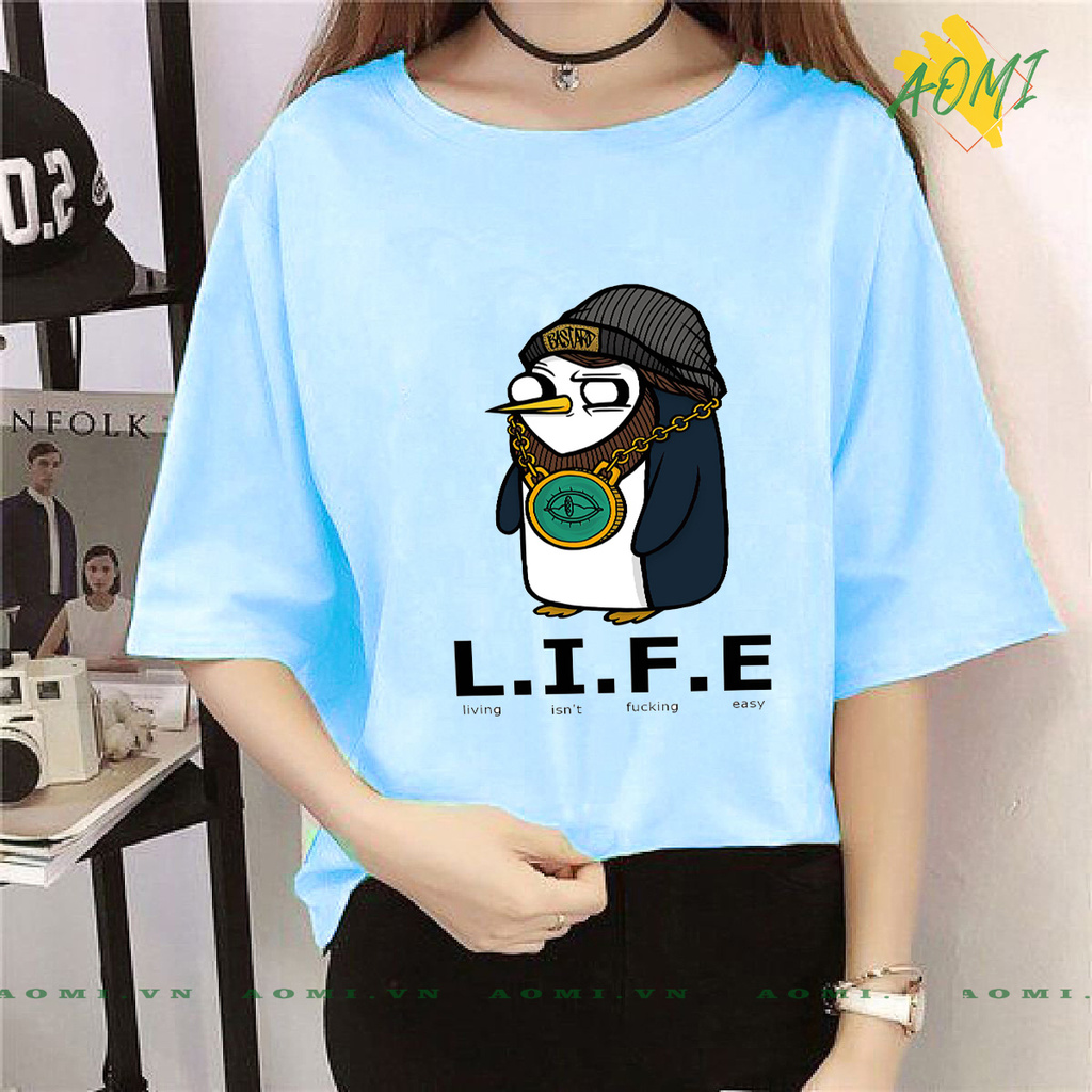 ÁO THUN UNISEX CÁNH CỤT CUTE LIFE EASY A PHÔNG NAM NỮ GIA ĐÌNH CẶP ĐÔI CÓ SIZE TRẺ EM AOMIVN