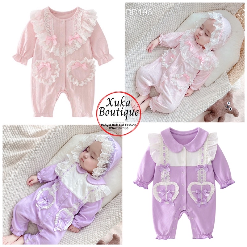 Bộ Body Công Chúa Cho Bé 0-2 Tuổi Style Hàn Quốc Mặc Đầy Tháng, Thôi Nôi Cotton Mềm Dài Tay (2022)