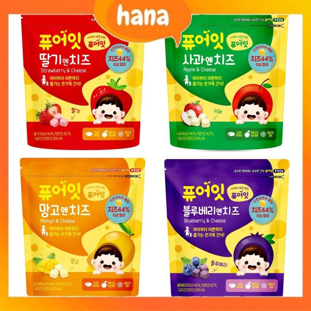 Phô mai khô sấy lạnh hoa quả Naebro Hàn Quốc cho bé từ 7 tháng túi zip 16 gram
