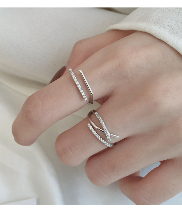 Nhẫn Hở Mạ Bạc 925 Đính Đá zircon Thời Trang Dễ Phối Đồ