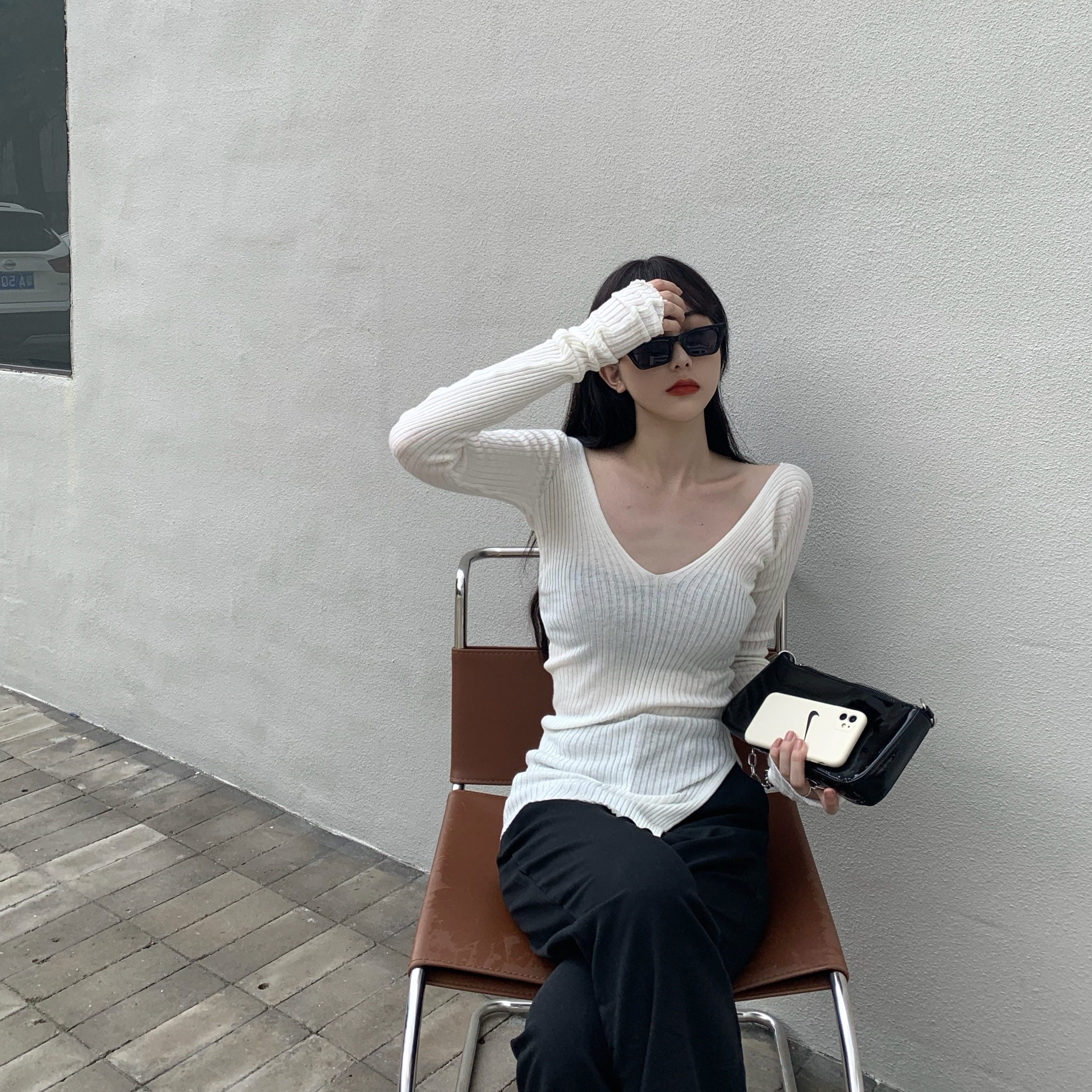 Quần Xiaozhainv thiết kế ống rộng xẻ tà phong cách Hàn Quốc trẻ trung cho nữ | BigBuy360 - bigbuy360.vn