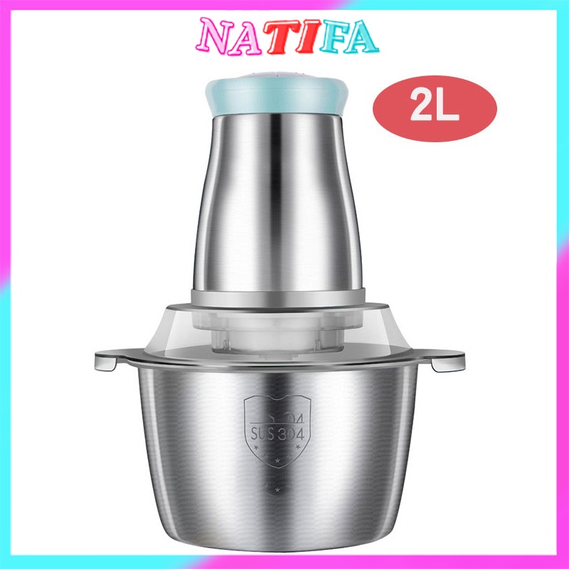 Máy Xay Thịt Cối Inox 4 Lưỡi Đa Năng Xay rau củ quả tỏi ớt - Công suất 250W