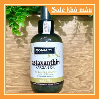 Xịt dưỡng ẩm chống nhiệt phục hồi tóc romacy astaxanthin argan oil 200ml