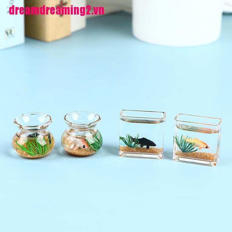 Bộ 2 Mô Hình Cá Vàng Mini Bằng Nhựa Trong Suốt Dùng Trang Trí