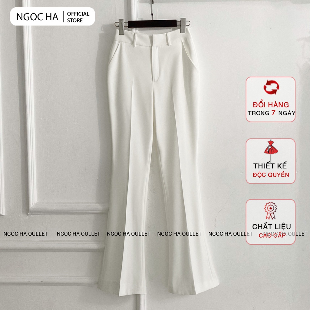 Quần Ống Loe Công Sở Lưng Cao, Quần Ống Loe Nhẹ Nữ Chất Liệu Cao Cấp NGỌC HÀ Design H-Q001