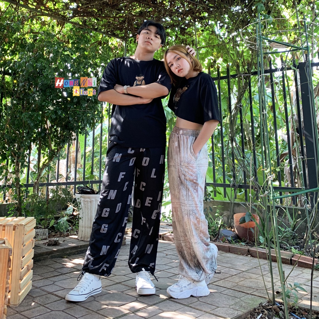 Quần Jogger 3D Ulzzang Unisex Jogger Chữ Cái Dây Rút Lai Ống Rộng V2 - MM