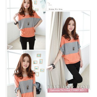 Áo thun tay cánh dơi phối màu thời trang