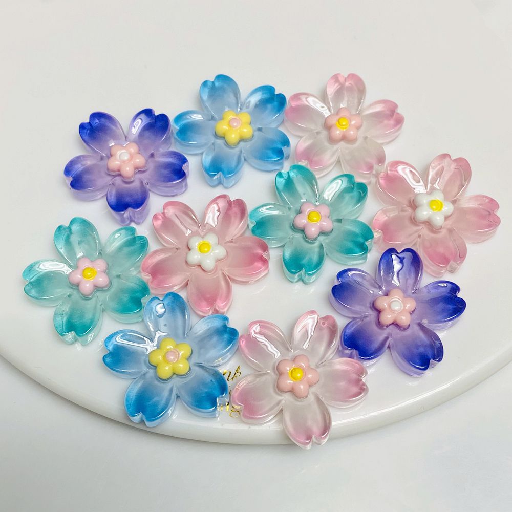 Set 10 Phụ Kiện Trang Trí Tóc/Điện Thoại Hình Hoa Anh Đào Xinh Xắn