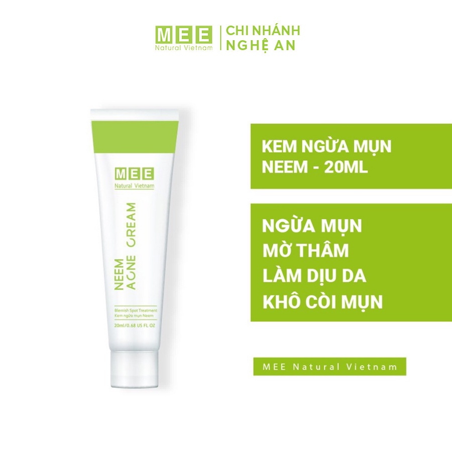 Bộ giảm mụn, ngừa thâm - Chấm mụn, sữa rửa mặt, và kem dưỡng face MEE NATURAL Herbal For Acne