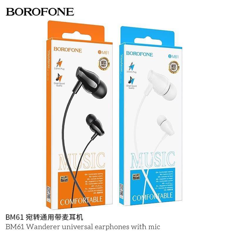 Tai Nghe Nhét Tai Borofone BM61 Super Bass tương thích các dòng điện thoại jack 3.5mm