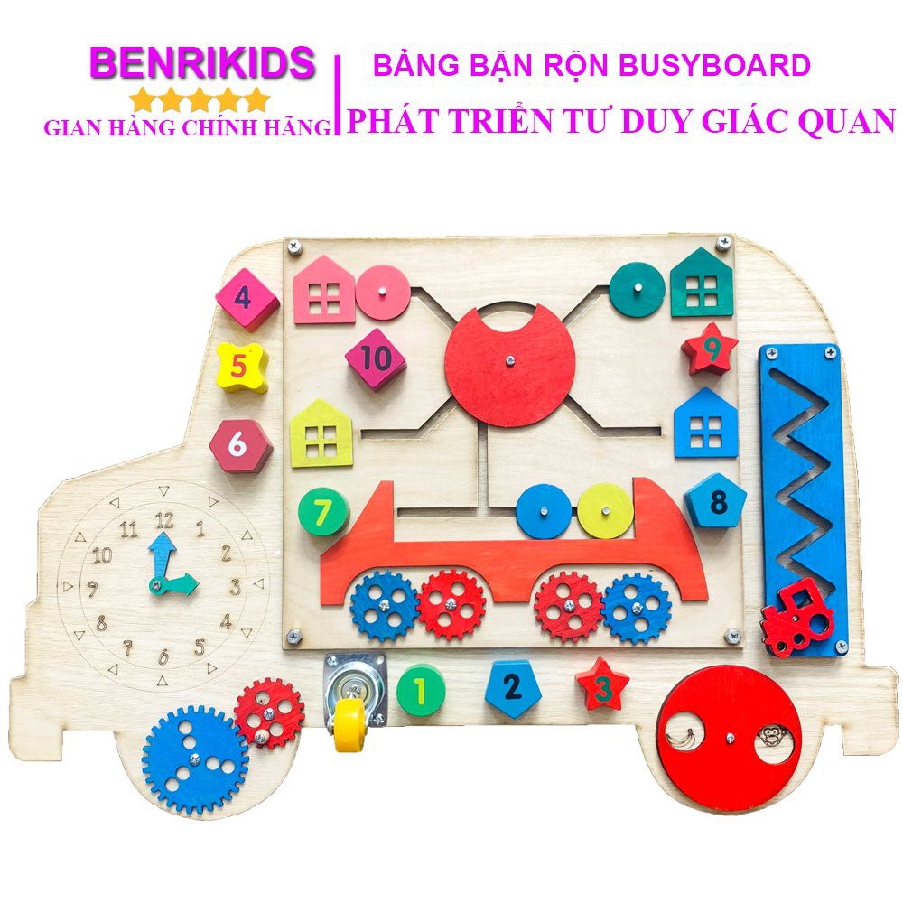 Bảng Bận Rộn Hình Xe Bus Busy Board Giúp Bé Phát Triển Các Kỹ Năng Cơ Bản-Đồ Chơi Giáo Dục Montesseri Cho Trẻ 1-6 Tuổi