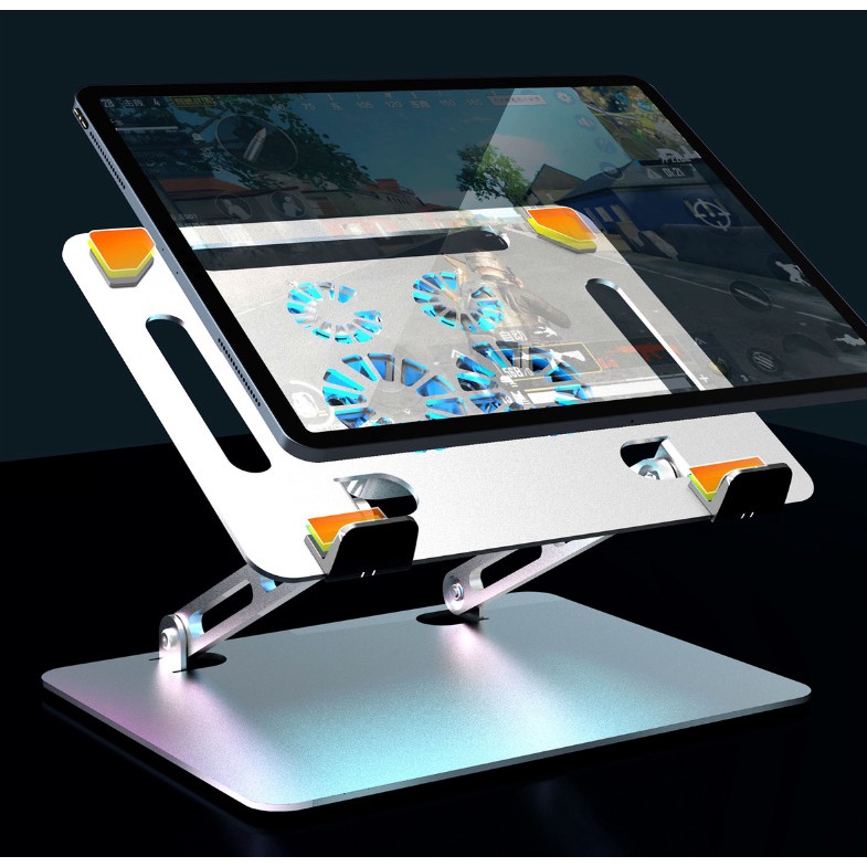 Giá Đỡ Laptop, Macbook, IPAD - Đế Tản Nhiệt Kê Laptop 4 Quạt Led RGB Gấp Gọn Chỉnh Độ Cao, Đế Kê Laptop Nhôm BJ01