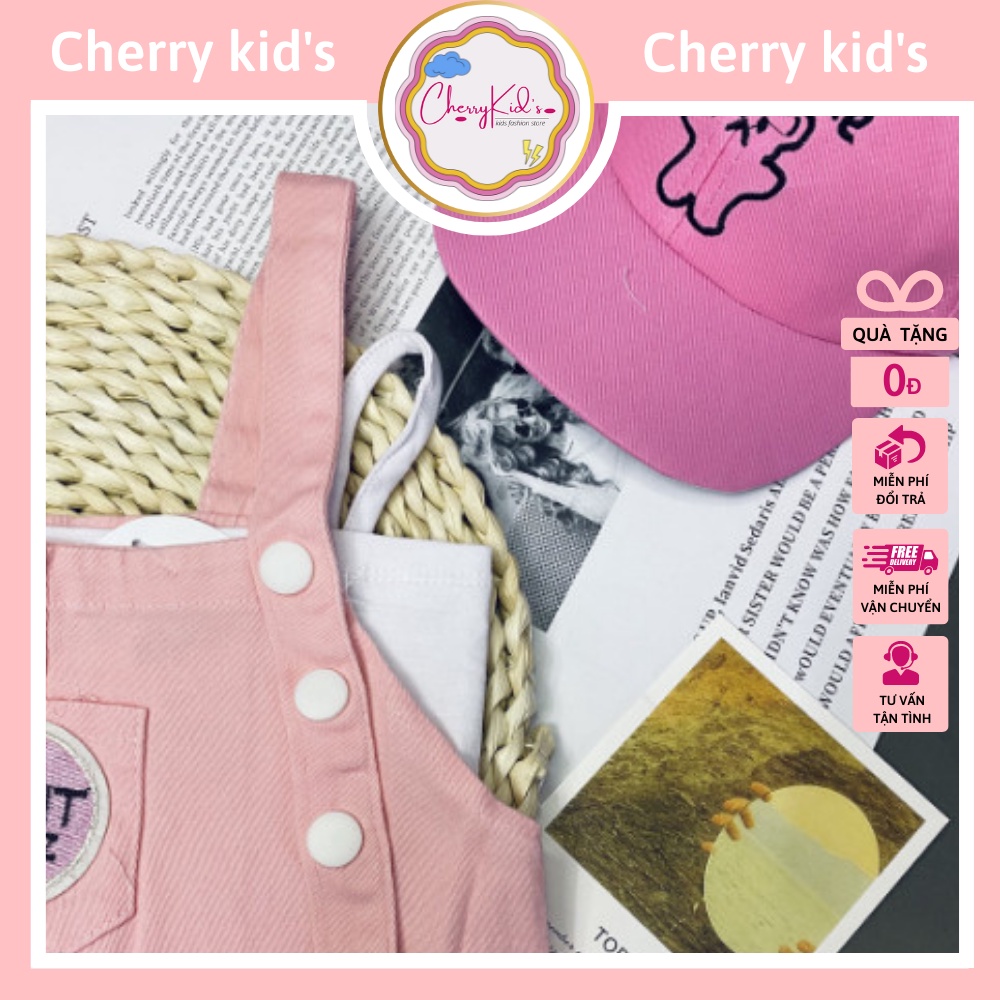 CHERRY KID'S -Váy,đầm bé gái,Sét Yếm 3 Chi Tiết - Kèm Mũ - Hàng Thiết Kế Siêu Hót - Độc Đáng Yêu Xinh Xắn