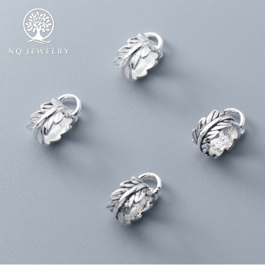 Charm bạc chiếc lá cuộn tròn treo - NQ Jewelry