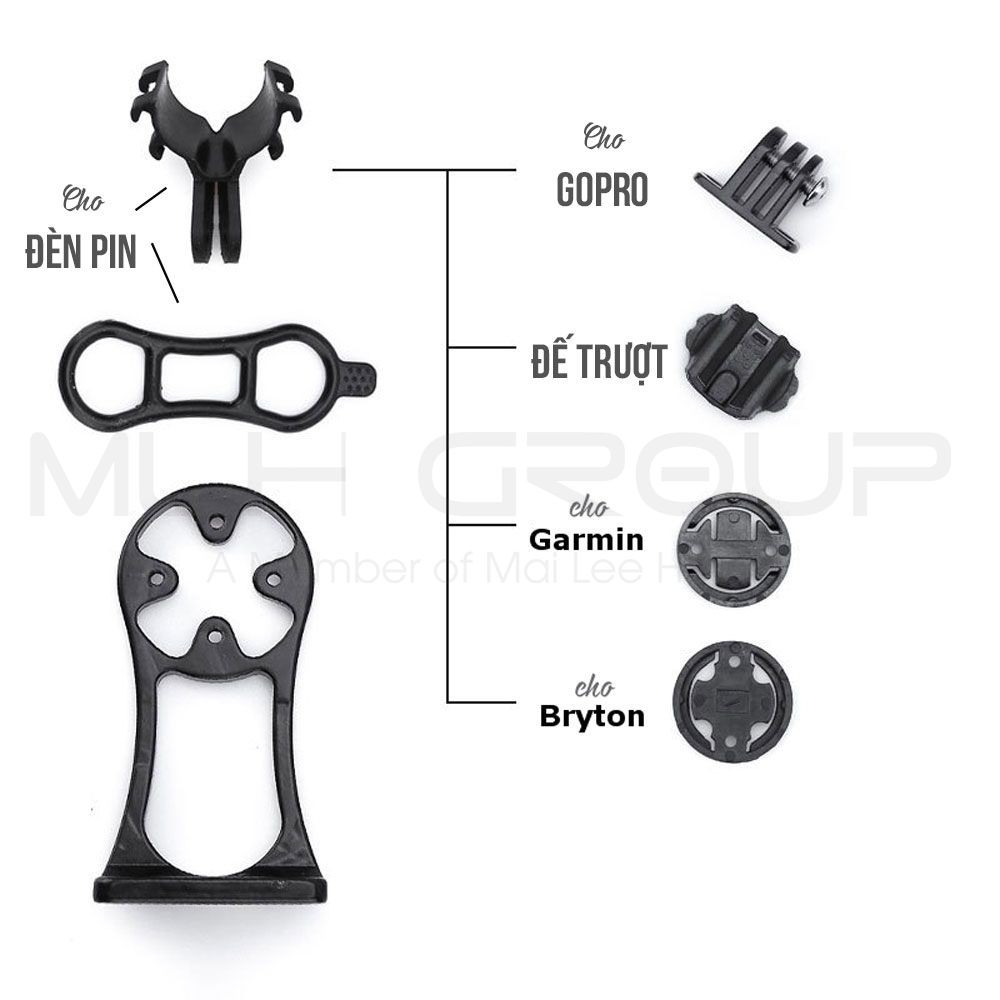 Giá Đỡ Máy Ảnh Gopro Đồng Hồ Garmin/ Cateye Đa Năng Gắn Ghi Đông Xe Đạp Kẹp Đèn Pin Tiện Dụng MLH