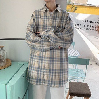 Áo khoác sơ mi tay dài kẻ sọc kiểu Hàn Quốc cá tính cho nam