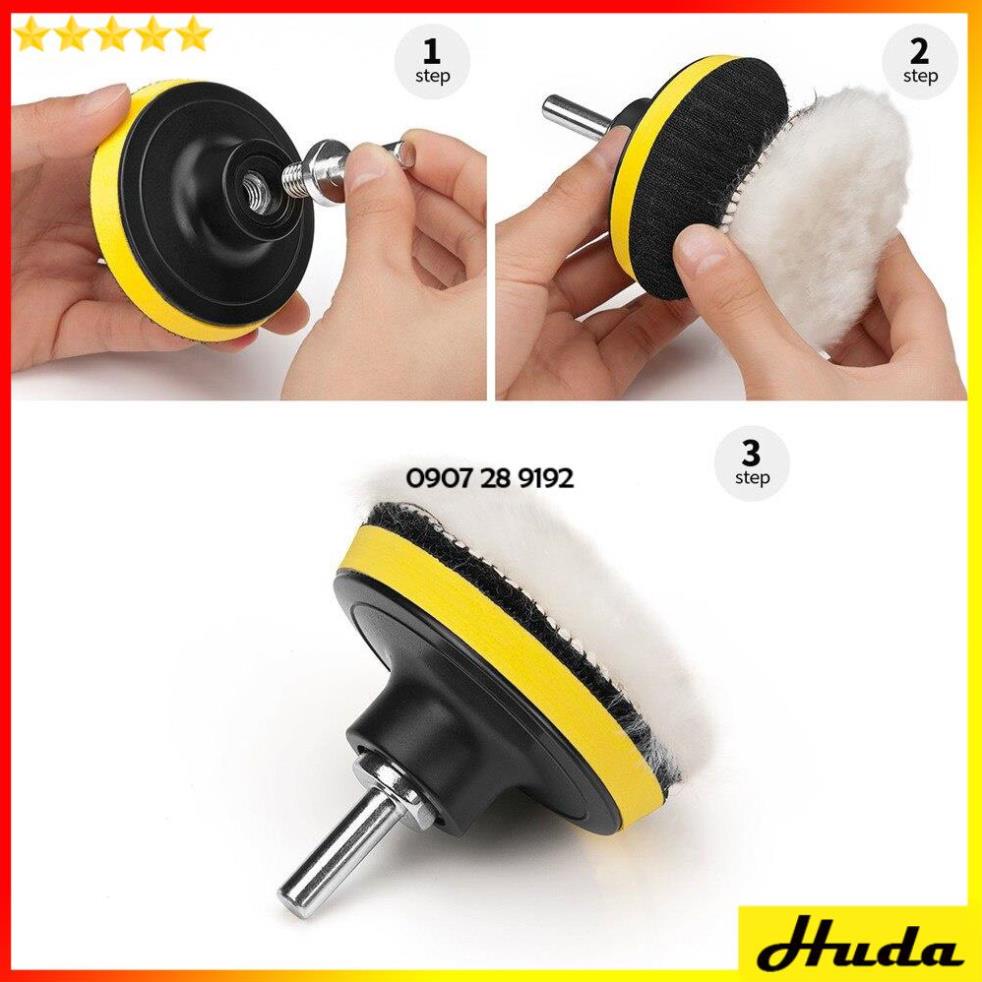 Bộ Phớt Đánh Bóng Xe ⚡️FREESHIP⚡️ Bông đánh bóng xe - Đầu Đánh Bóng Gắn Máy Khoan